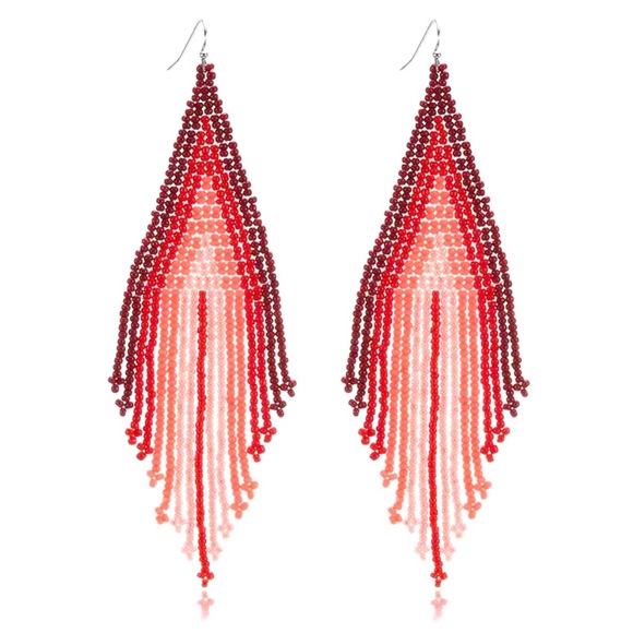 New Free People Beaded Boho Earrings - Picture 3 of 4